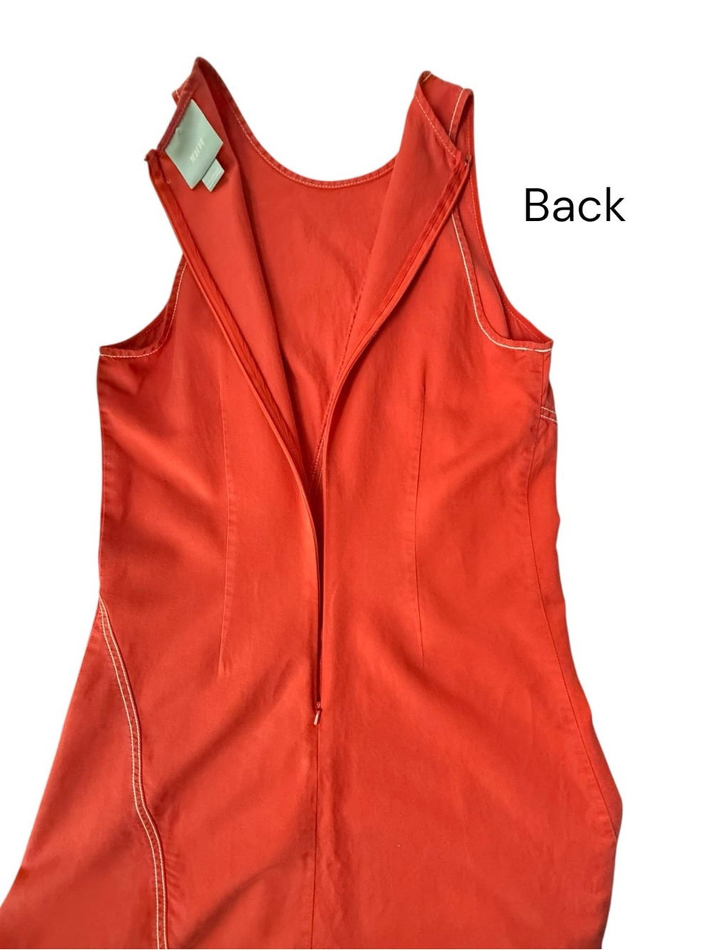 Maeve Anthropologie Dress Women Size 8 Orange Contrast Stitch Asymmetric Hem - Picture 12 of 12